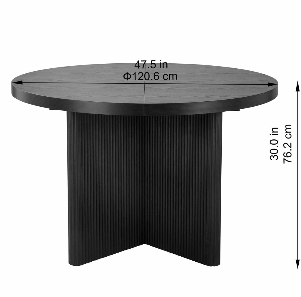 Better Homes & Gardens Lillian Fluted Round Expandable Dining Table, Walnut Finish