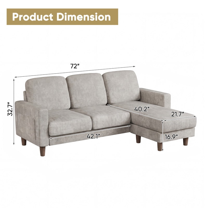 Homall Cloud Modular Sectional Sofa 3 Seat L-Shaped Cloud Oversized Sofa Couch for Living Room, Apartment and Small Space,Dark Gray