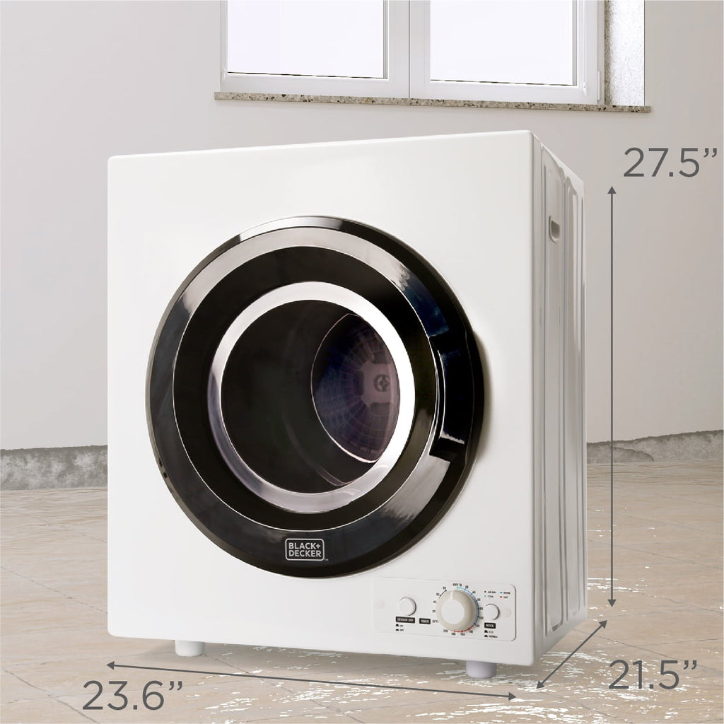 BLACK+DECKER BCED26 Compact Dryer for Standard Wall Outlet, Small, 5 Modes, Load Volume 8.8 lbs., White