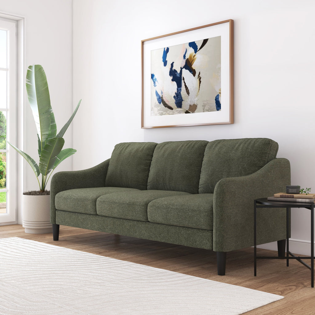 Mainstays Westley Swoop Arm 74 Sofa, Moss Green