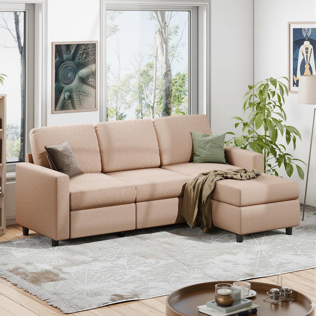 Walsunny 73.6 Convertible Sectional Sofa Couch, L-Shaped 3-Seat Sofa Couch with Reversible Chaise for Small Space,Dark Gray