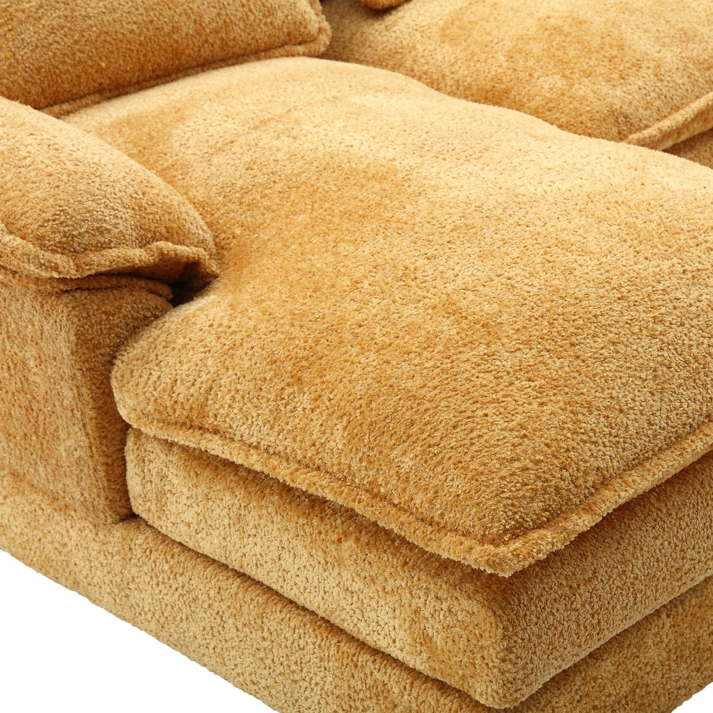 JONPONY109.45 U Shaped Couch,Oversized 4 Seat Sectional with 4 Waist Pillows, Convertible Upholstery Symmetrical Sofá,Sleeper Sofa Couch with Double Chaise Lounge &Memory Foam for Living Room, Beige