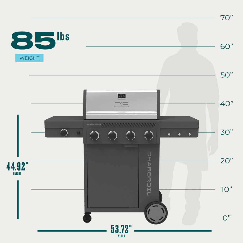 Charbroil® Performance Series™ FlavorMax™ 4 Burner Gas Grill Cabinet with Side Burner, Stainless Steel