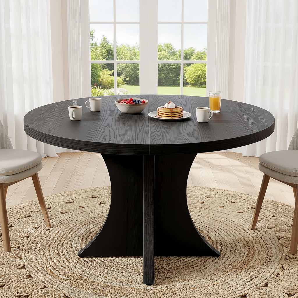 Modern Faux Marble Dining Table, 63 Rectangular 4-6 Seater Wood Table with Sturdy Base, Kitchen Living Room Dinner Table