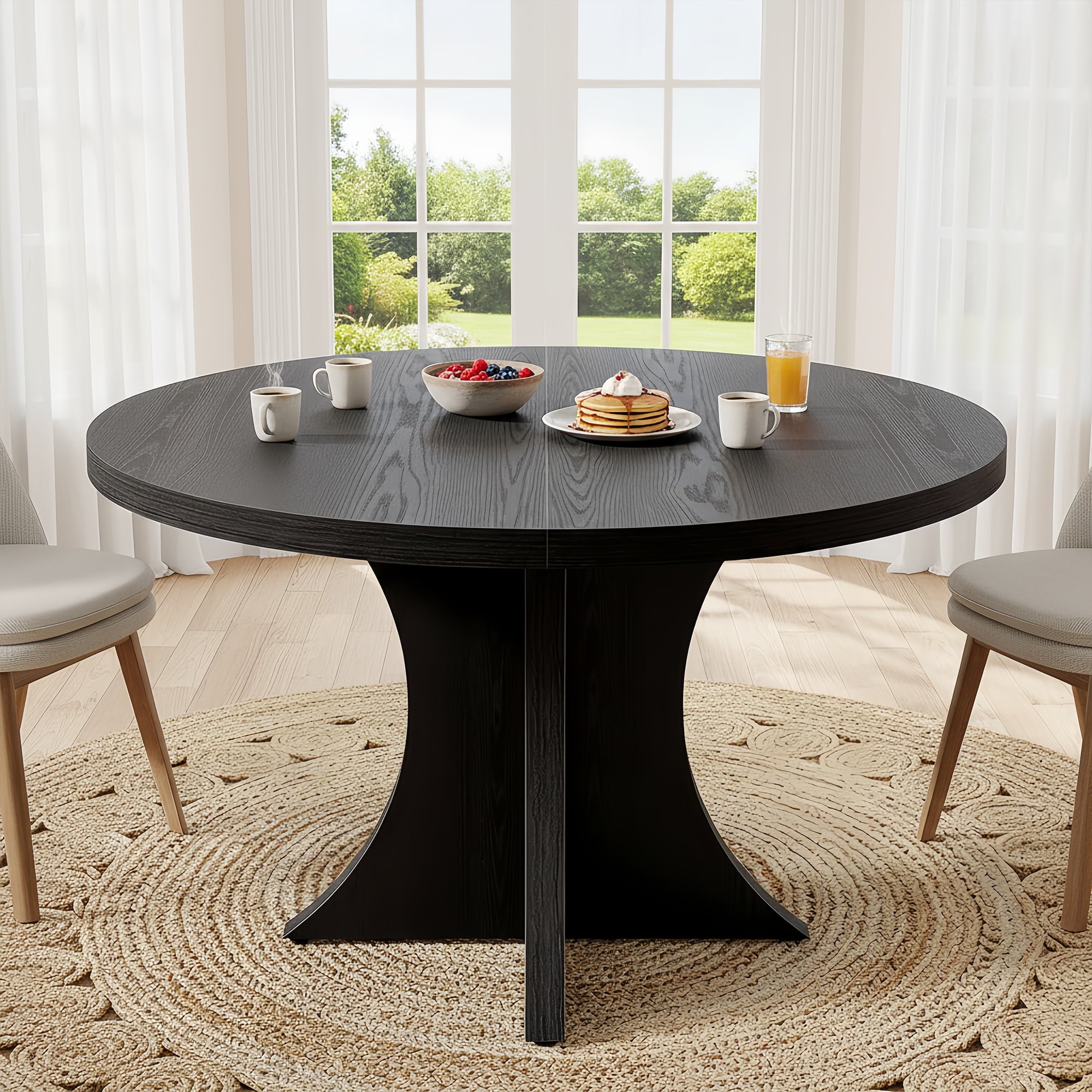 Modern Faux Marble Dining Table, 63 Rectangular 4-6 Seater Wood Table with Sturdy Base, Kitchen Living Room Dinner Table