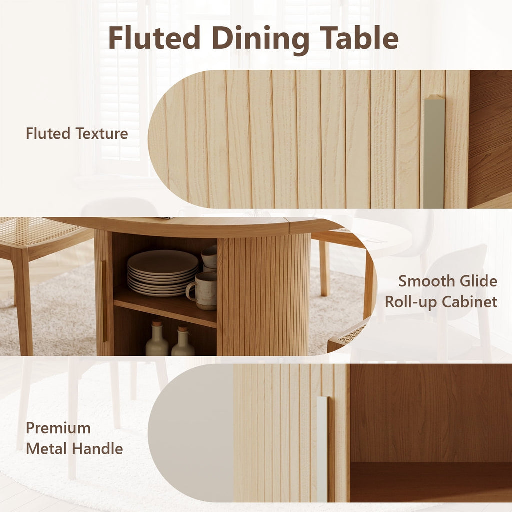 Ktaxon Mid-Century Round Dining Table for 4, 47 Modern Dining Room Table with 2-Tier Storage for Kitchen, Dining Room, Home, Oak