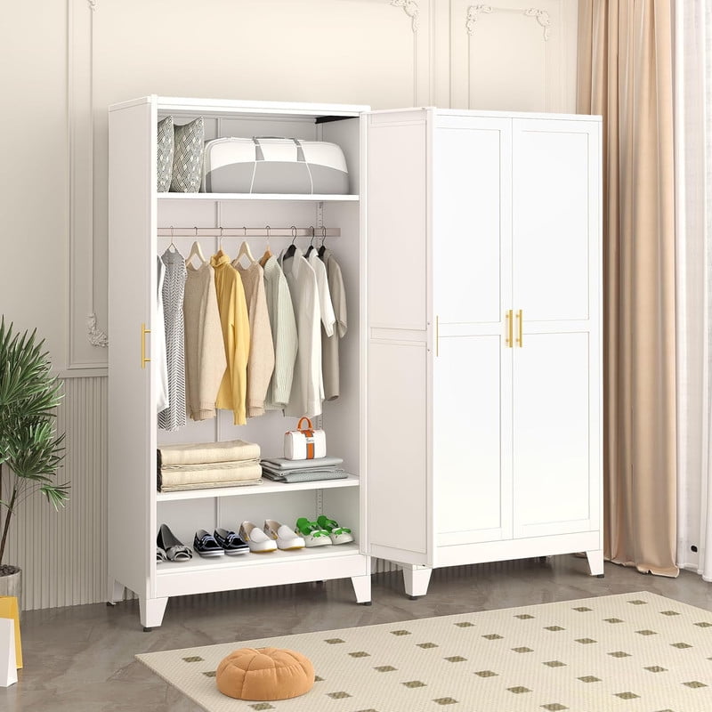 ERO 70.9H Steel Armoire and Wardrobe Storage Closet with Hanging Rod and Adjustable Shelves