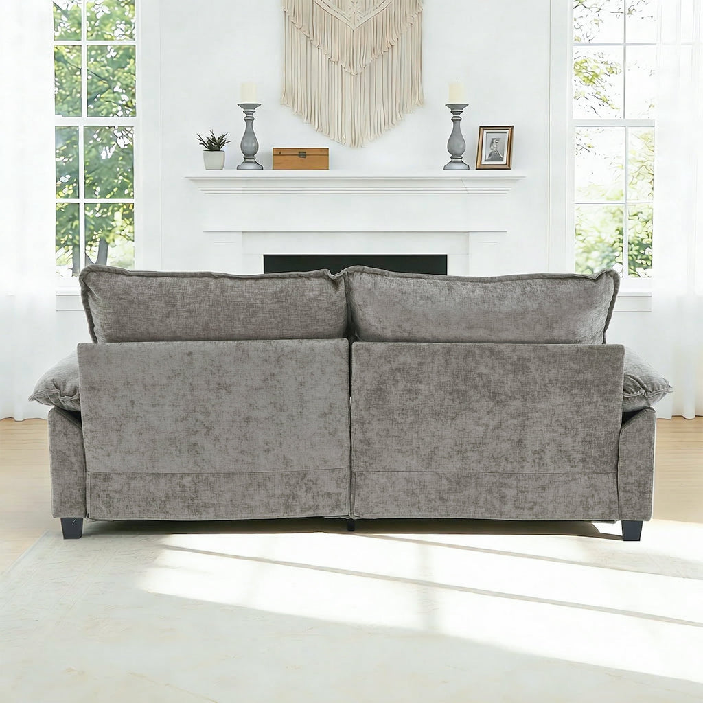Ktaxon Sectional Sofa L Shaped Couch with Chaise Living Room Sleeper Set, 2 Seats with Chenille and Double Layer Cushions 86 W Beige
