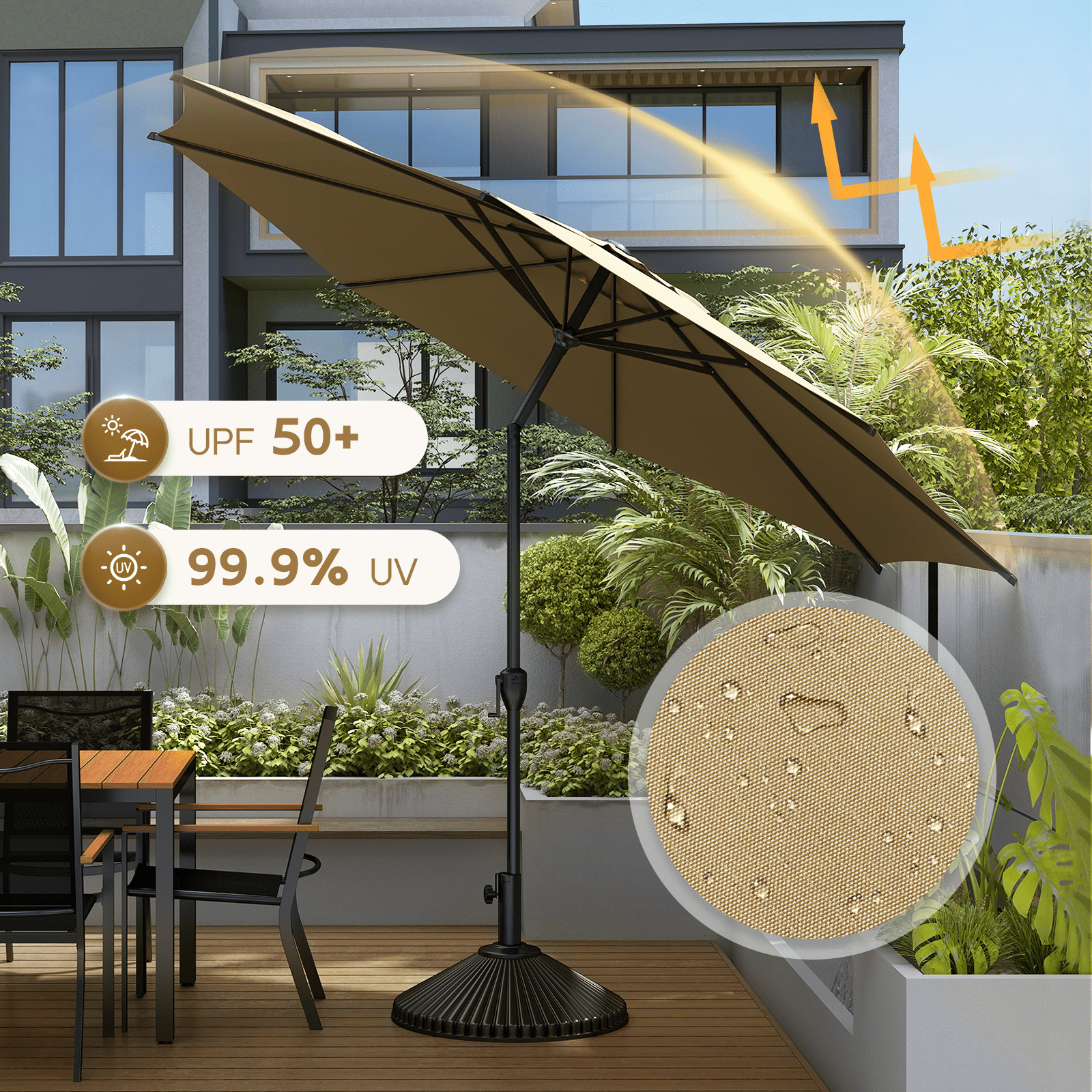 Abba Patio 11’ Vienna Offset Hanging Outdoor Cantilever Patio Umbrella, Beige