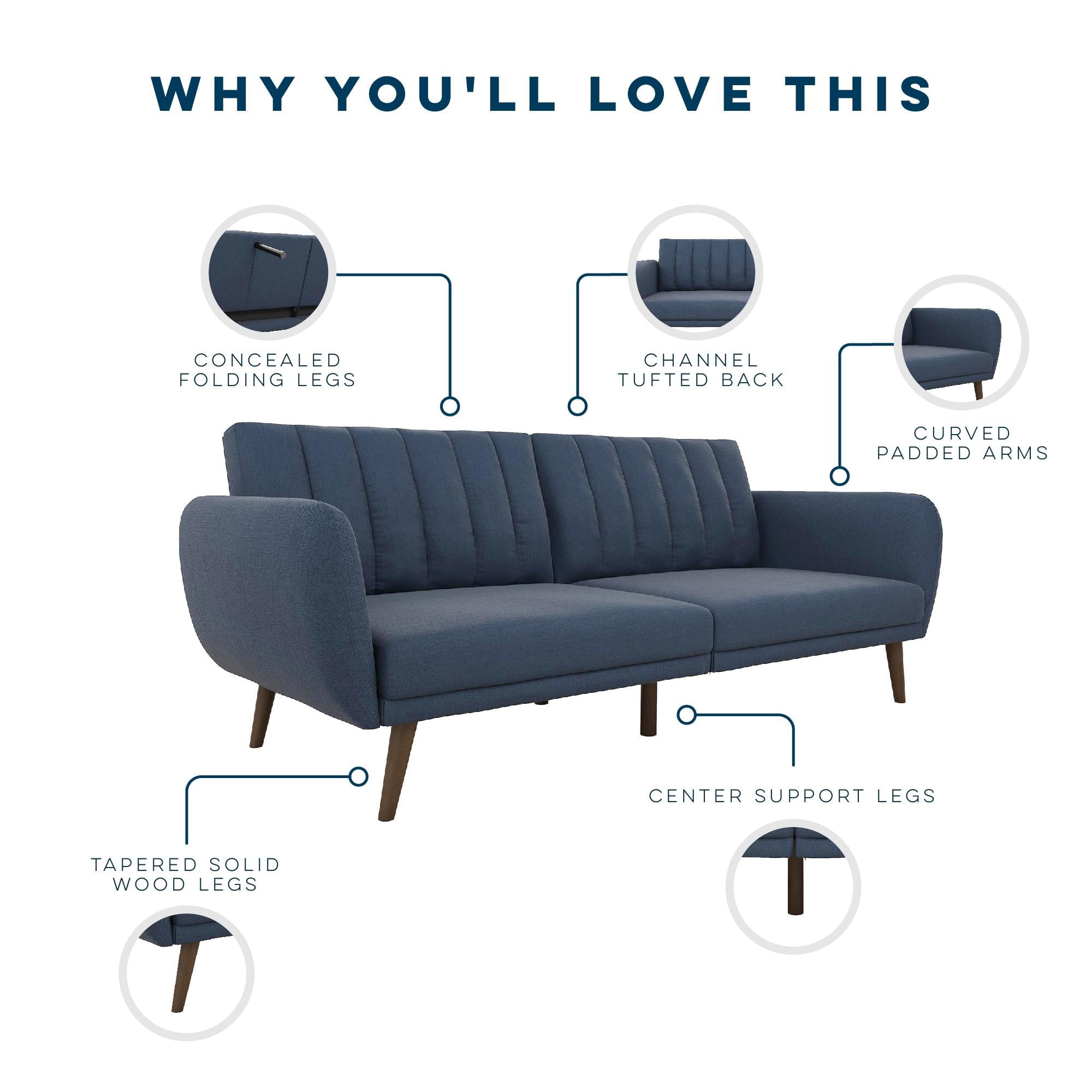Novogratz Brittany Futon, Blue Linen