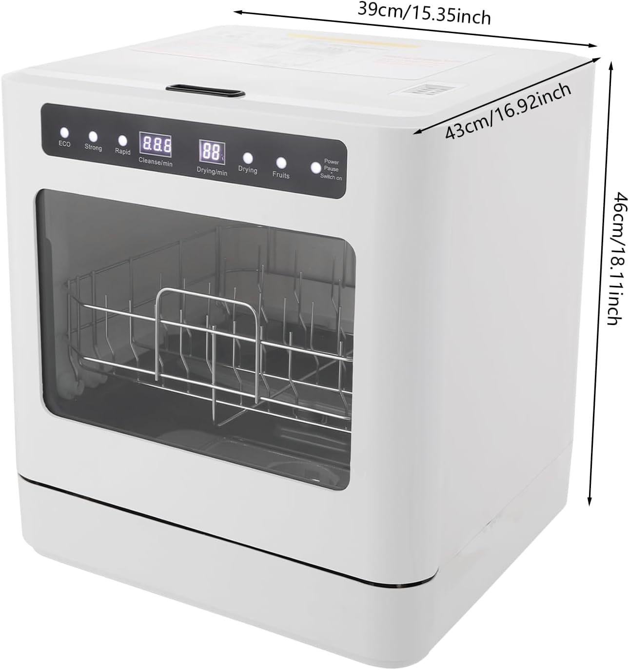 FOGGBET Countertop Dishwasher 800W White Compact Dishwashers with 4 Washing Programs, 360-Degree Spraying Wash Kitchen Mini Dishwasher with Air-Dry Function White