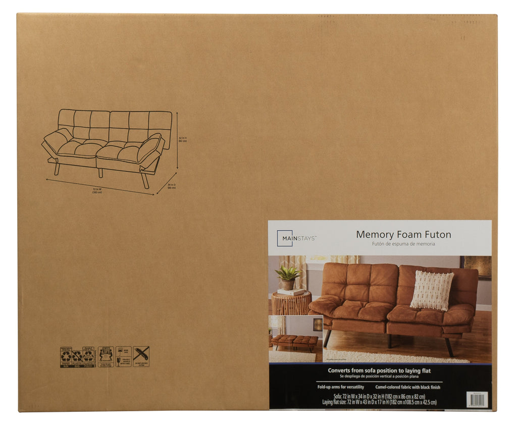 Mainstays 72 Memory Foam Futon Sofa Bed,Black