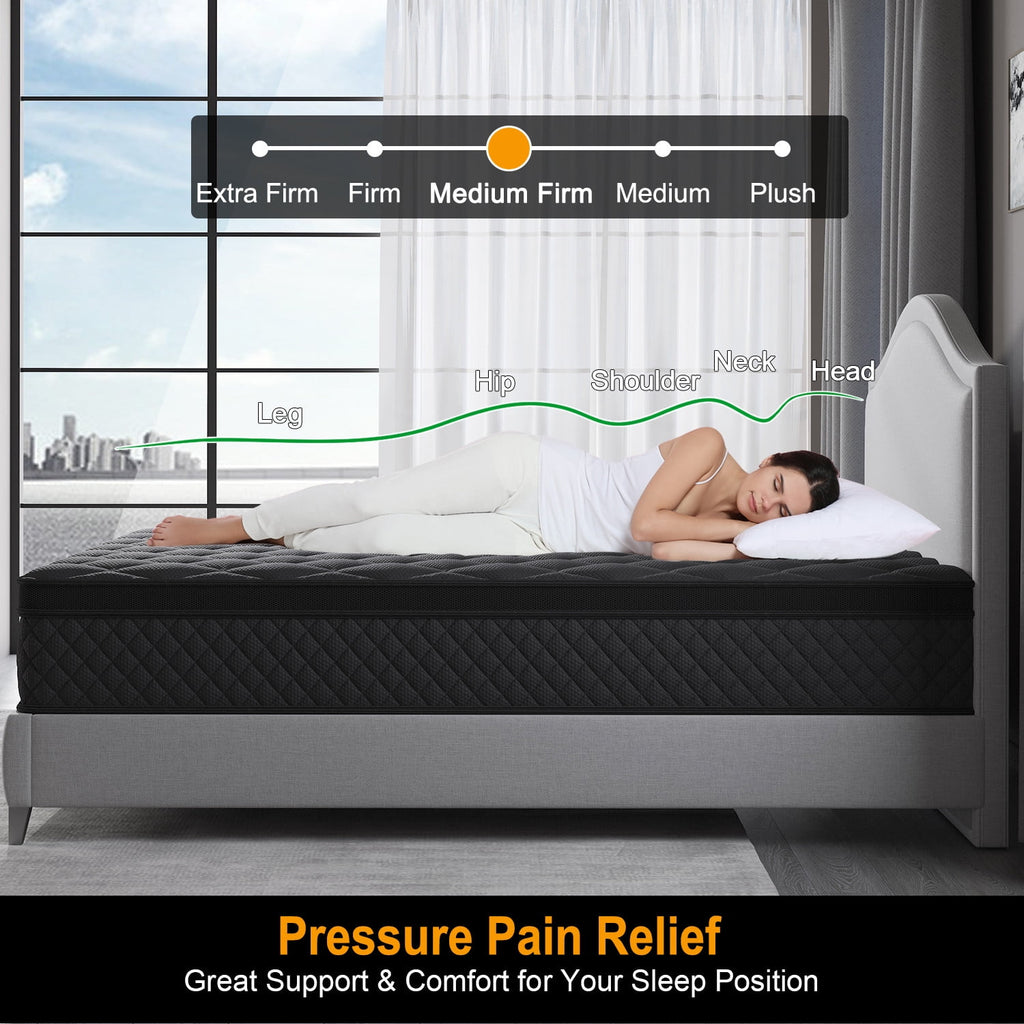 Viscountess 12 Inch Full Mattress Eurotop with Gel Memory Foam Hybrid Mattress in a Box Individually Wrapped Pocket Coils Innerspring Motion Isolation Edge Support