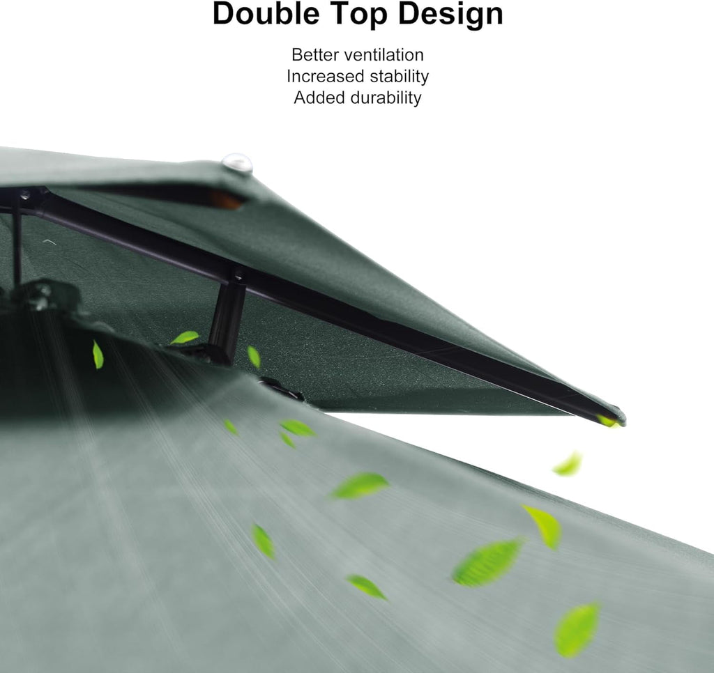 PURPLE LEAF Cantilever Umbrellas 12FT Square Large Patio Umbrella Offset Umbrella with 360°Rotation Tilting And Hanging Double Top, Grey