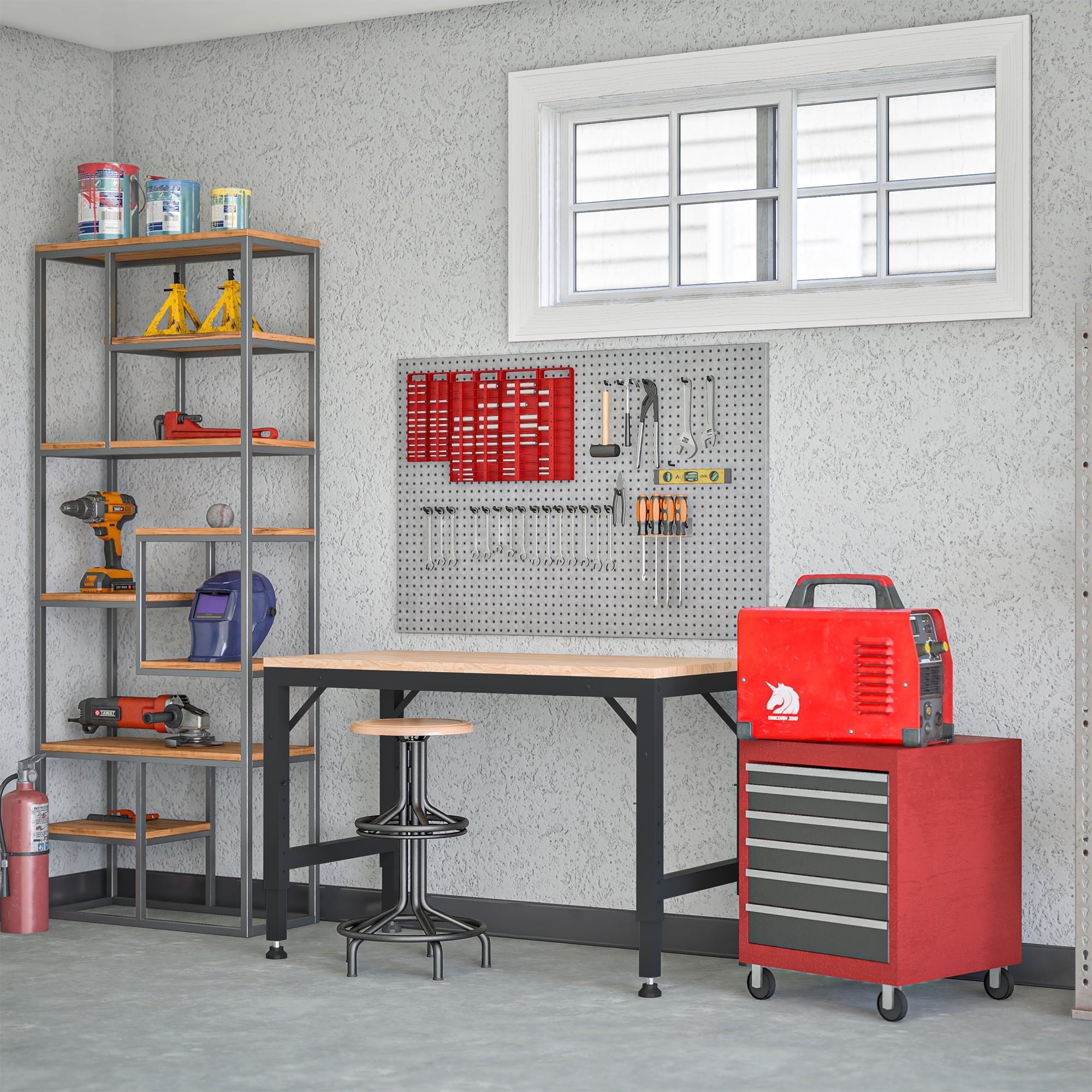 LZBEITEM 60 Adjustable Workbench for Garage, Rubber Wood Heavy Duty Workstation with Power Outlets, 2000 lbs Load Capacity Hardwood Worktable for Workshop, Garage, Office, Home, Commercial 23.62