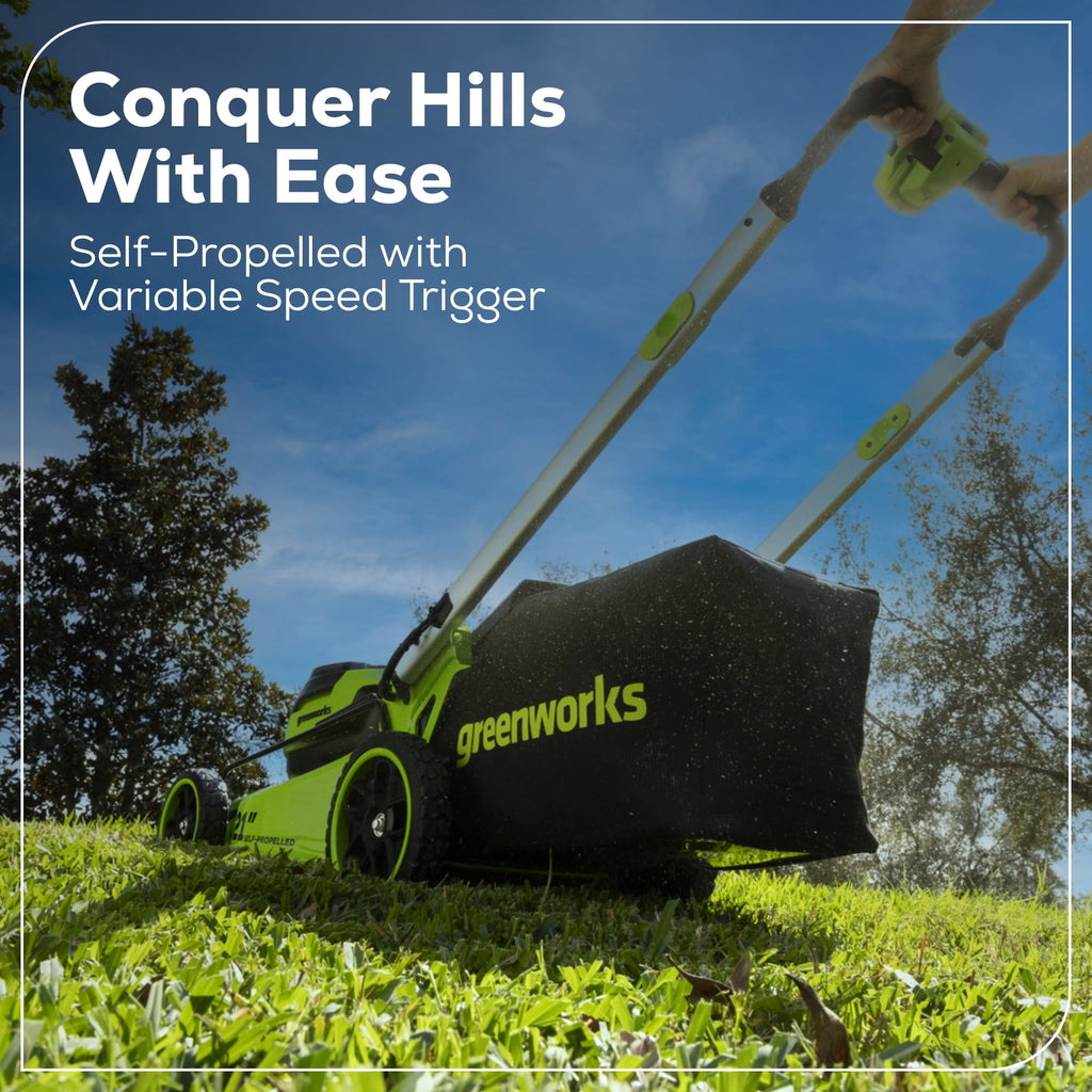 Greenworks 60V 21” Self-Propelled Lawn Mower with (2) 5.0 Ah Batteries & Rapid Charger 2546202