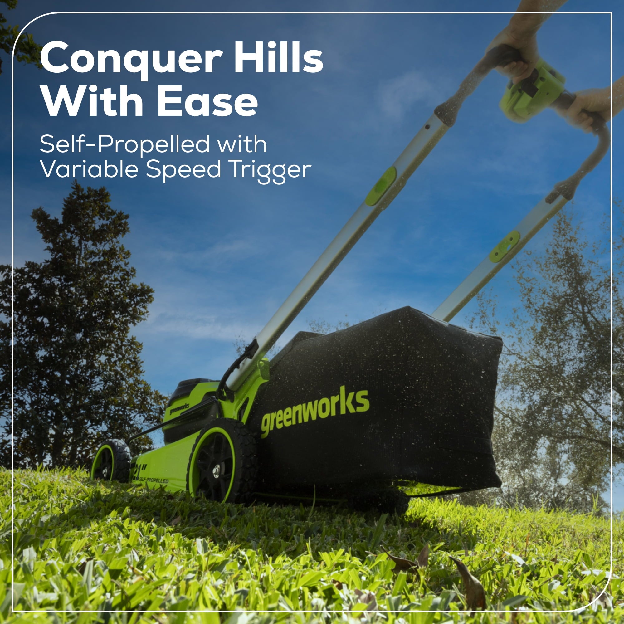 Greenworks 60V 21” Self-Propelled Lawn Mower with (2) 5.0 Ah Batteries & Rapid Charger 2546202