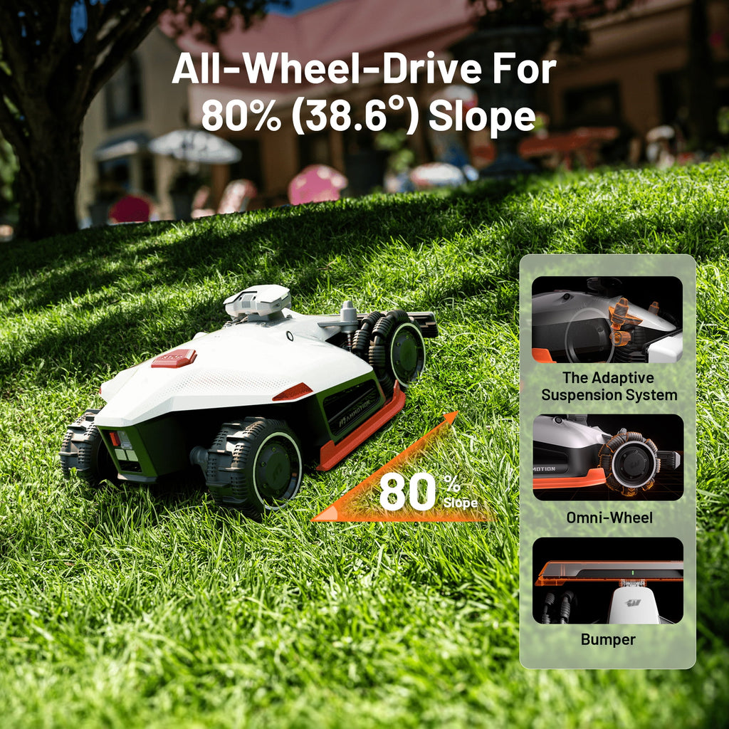 Mammotion LUBA 2 AWD 3000HX Robotic Lawn Mower - Climbs 80% Slopes,With 4G,Wire-Free Reception 0.75, Max 0.9 Acre Coverage, 2.2-4.0 Adjustable Cutting Height