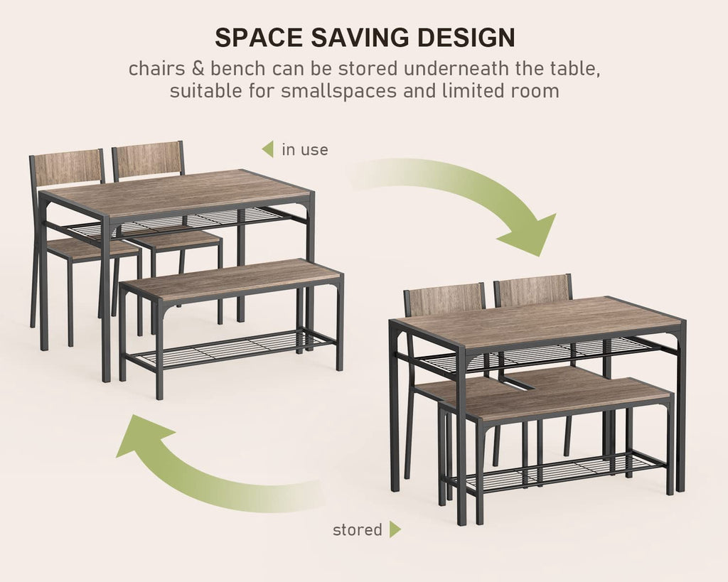Aiho 7-Piece Dining Table Set for 6, Space-Saving Kitchen Table with Chairs, Compact Dining Furniture for Small Spaces & Apartments, Retro