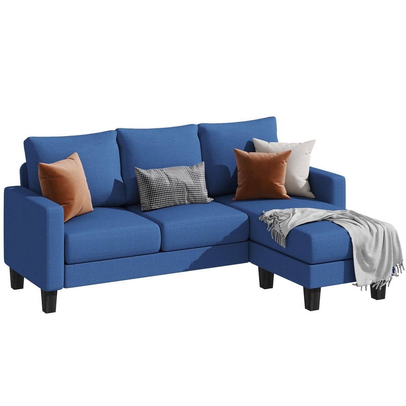 Homall Convertible Sectional Sofa Couch, Modern Linen Fabric L-Shaped Couch 3-Seat Sofa Sectional with Reversible Chaise for Small Living Room, Apartment and Small Space, Light Gray