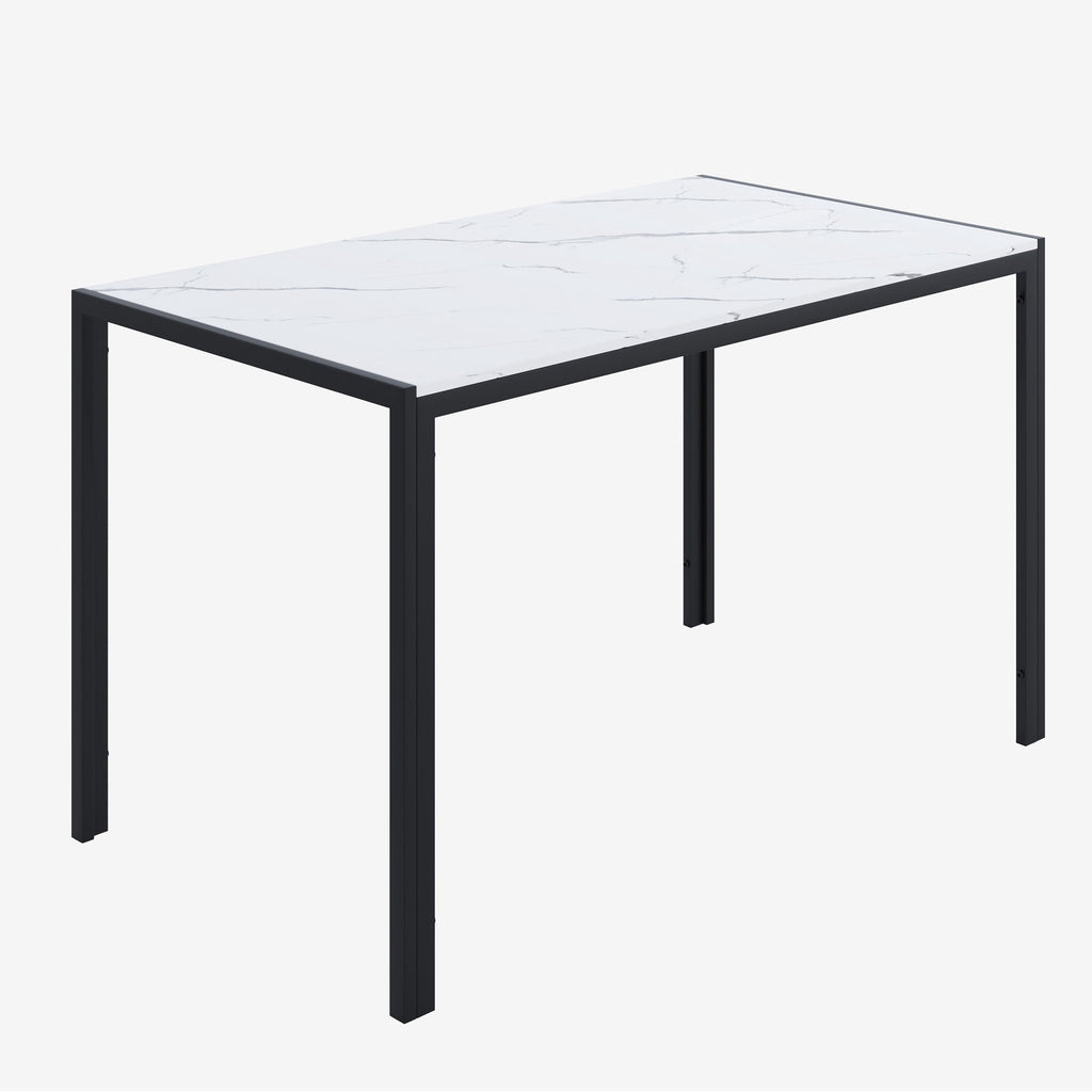 UHOMEPRO Dining Table Set for 4, 5 Piece Dining Room Table Set with Gray Velvet Upholstered Chairs, White Faux Marble Pattern Rectangle Kitchen Table Set for Breakfast Nook Small Space