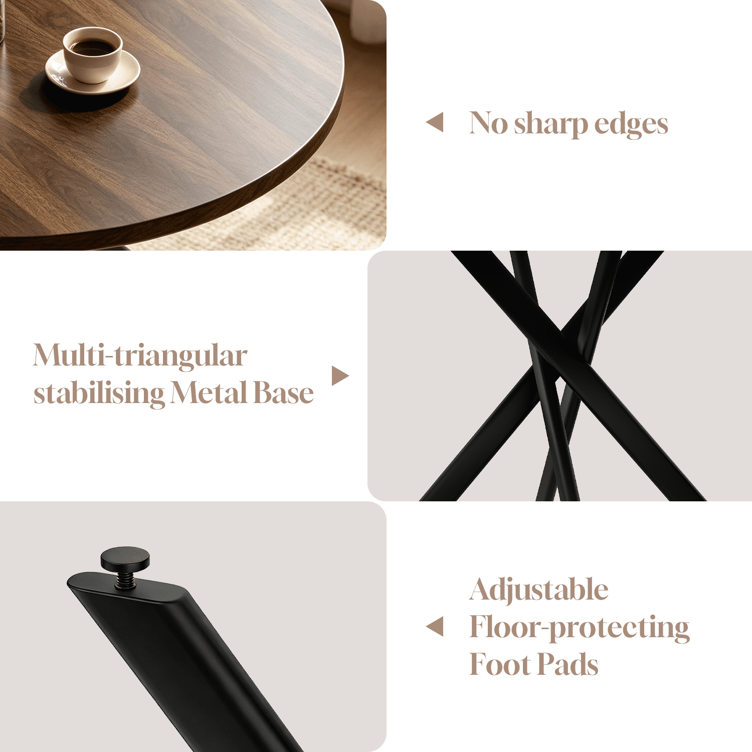 43.5 Round Dining Table for 4, Space Saving Kitchen Table with Metal Legs, Mid Century Modern Dining Table for Dining Living Room Apartment Small Space