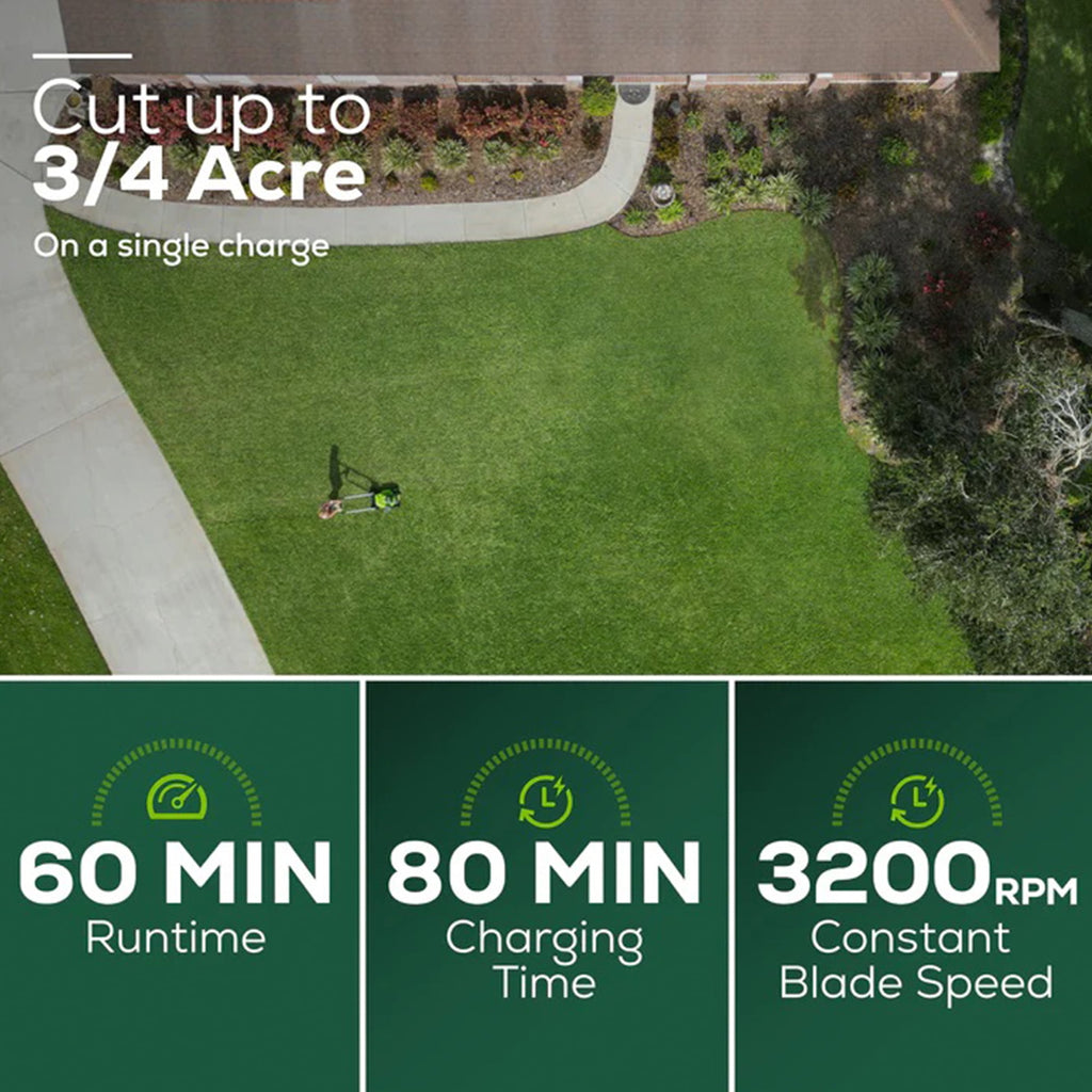 Greenworks 60V 21 Brushless Self-Propelled Battery Powered Lawn Mower + (2) 4.0Ah Batteries & Dual Port Charger