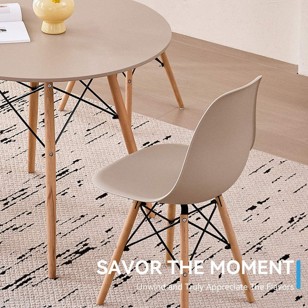 5-Piece 35.5'' Round Dining Table Set for 4, Kitchen Table Chair Set of 4, Mid-Century Modern Dinette Dining Room Table Set Dinner Table for 4 W/Solid Wood Legs, White