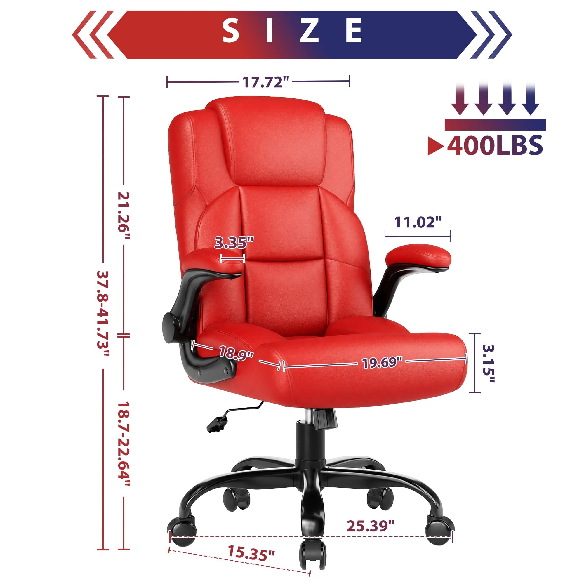 JONPONY Leather Office Chair, Big and Tall Office Chair 400LBS Wide Seat Ergonomic Computer Desk Chair High Back Executive Leather Chair Adjustable Task Chair Lumbar Back with 1-Year Warranty, Black