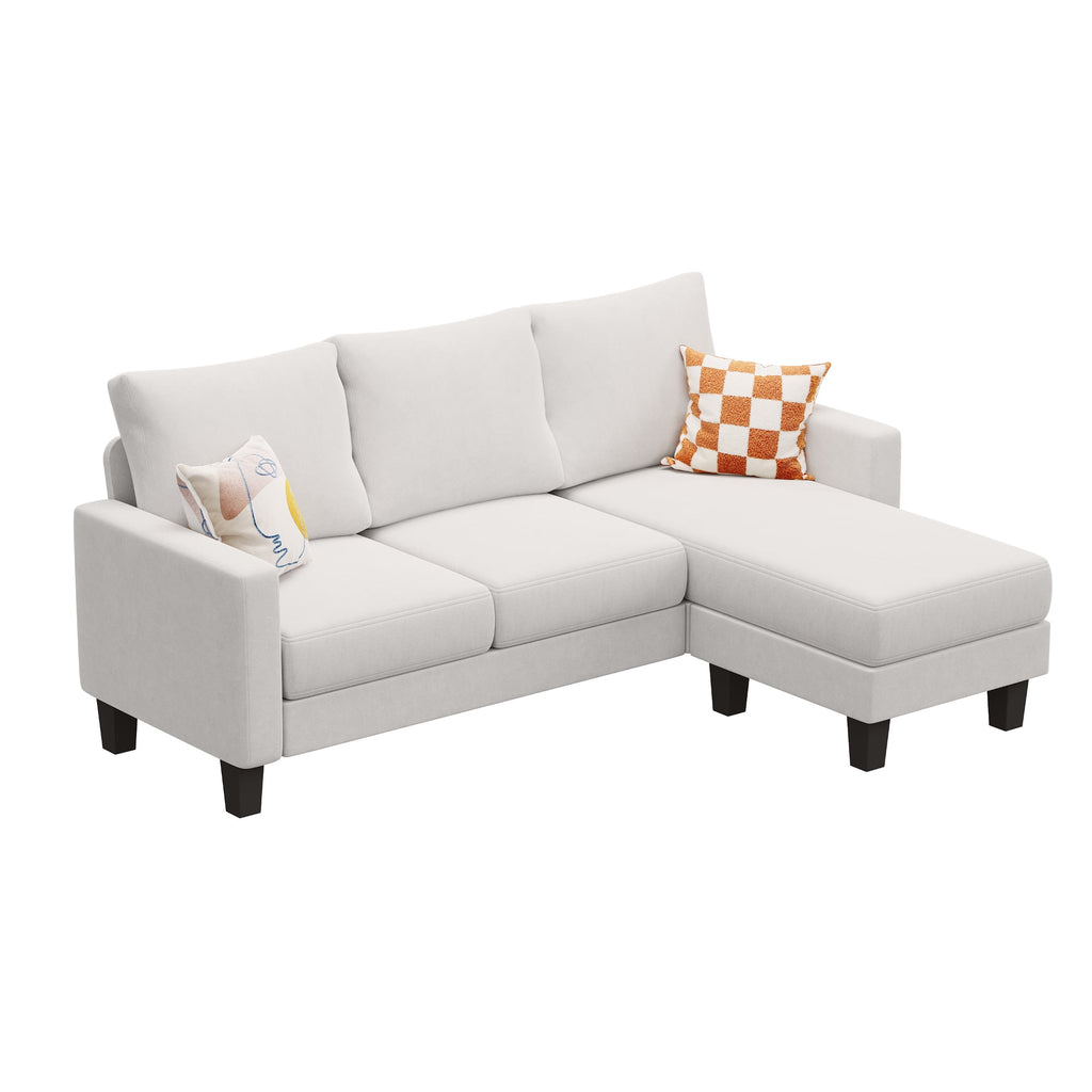 Vineego 72 L-Shaped Sectional Sofa with Ottoman Ergonomic Support Sofa Couch for Small Spaces Living Room, Apartment,Dark Gray