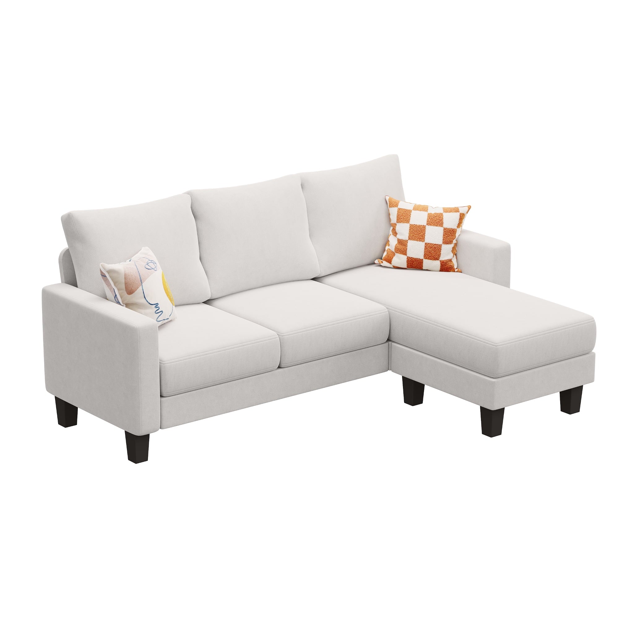 Vineego 72 L-Shaped Sectional Sofa with Ottoman Ergonomic Support Sofa Couch for Small Spaces Living Room, Apartment,Dark Gray