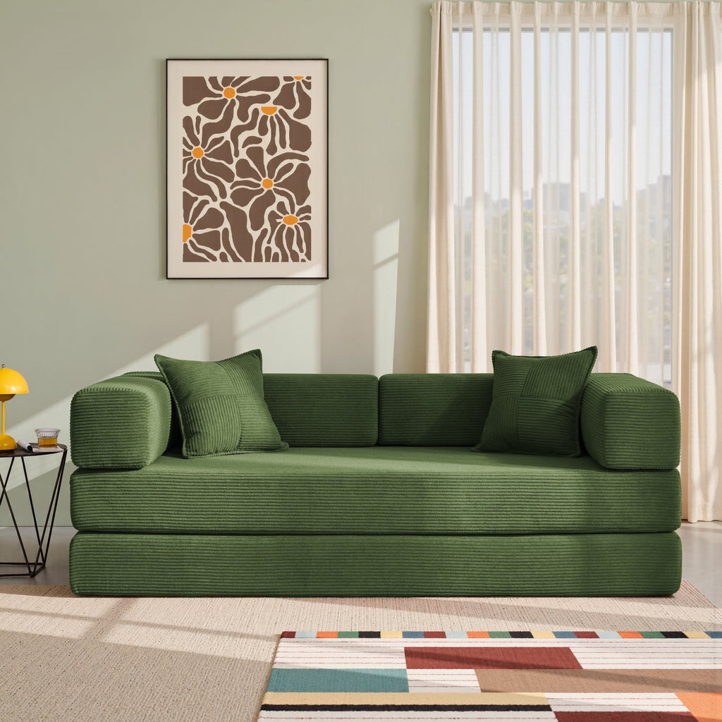 YINIX 78,6 Convertible Sofa Couch with 2 Pillows, Sleeper Sofa Bed for Living Room, Small Spaces, Orange