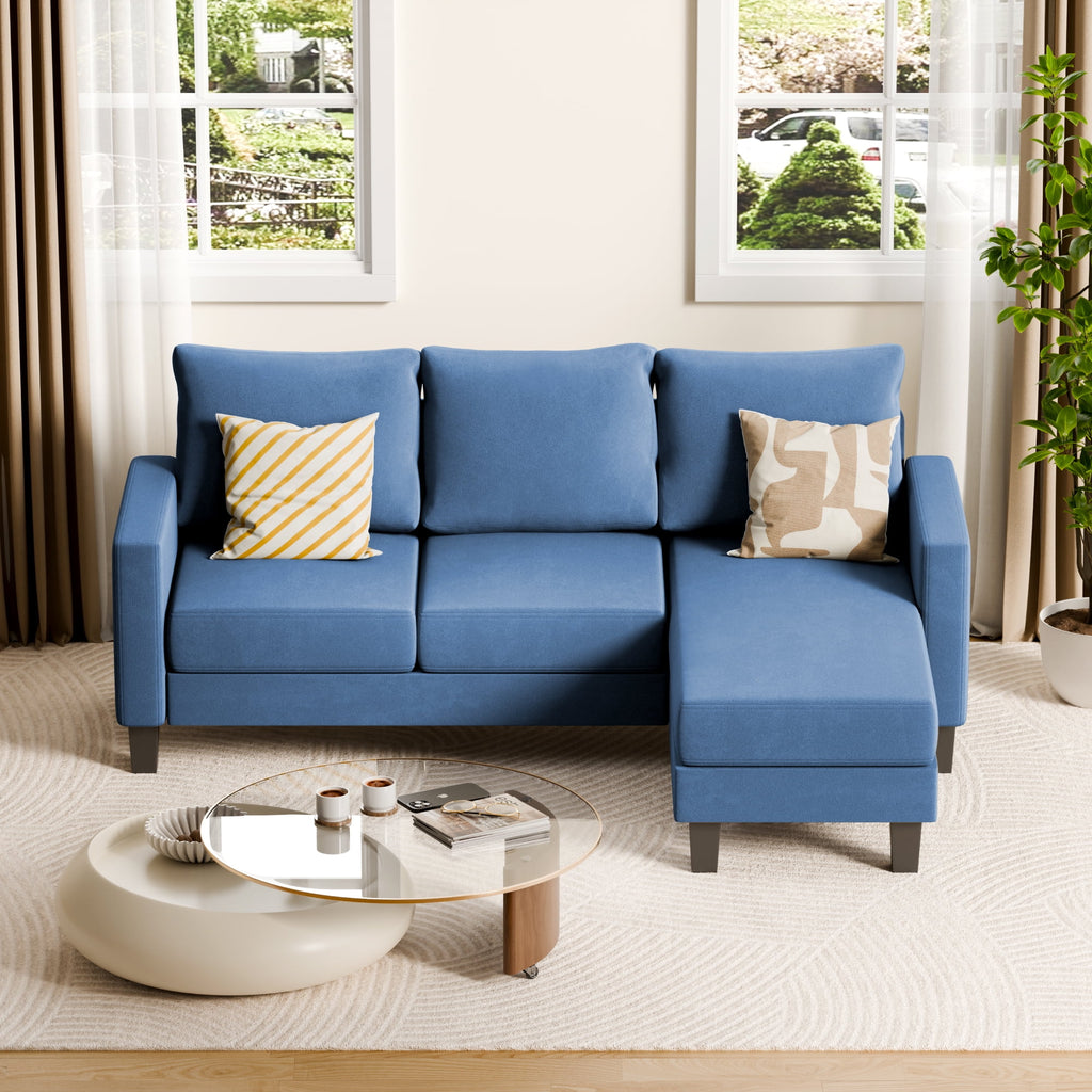 Vineego 72 L-Shaped Sectional Sofa with Ottoman Ergonomic Support Sofa Couch for Small Spaces Living Room, Apartment,Dark Gray