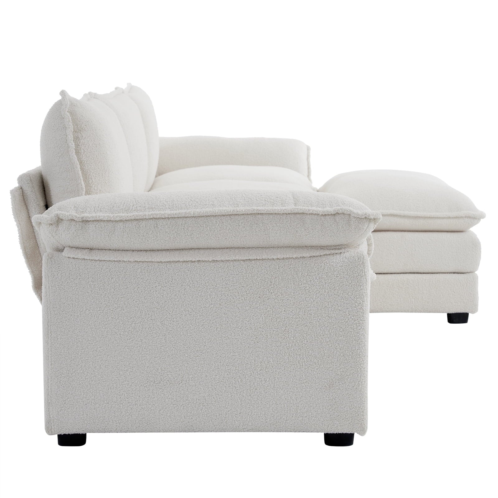 Ktaxon Sectional Sofa L Shaped Couch with Chaise Living Room Sleeper Set, 2 Seats with Chenille and Double Layer Cushions 86 W Beige
