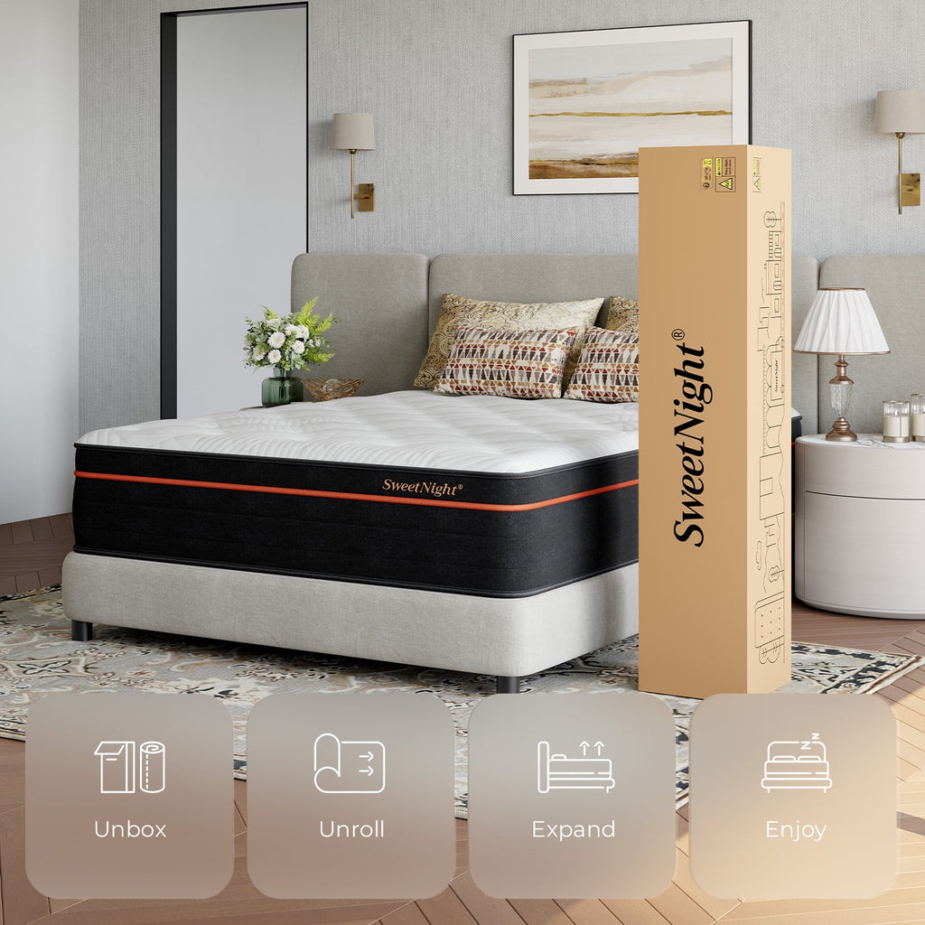 Sweetnight Twilighty 14 Cooling Gel Memory Foam Medium Firm Supportive Hybrid Mattress, Motion Isolation & CertiPUR-US Certified, Adult, Queen Size