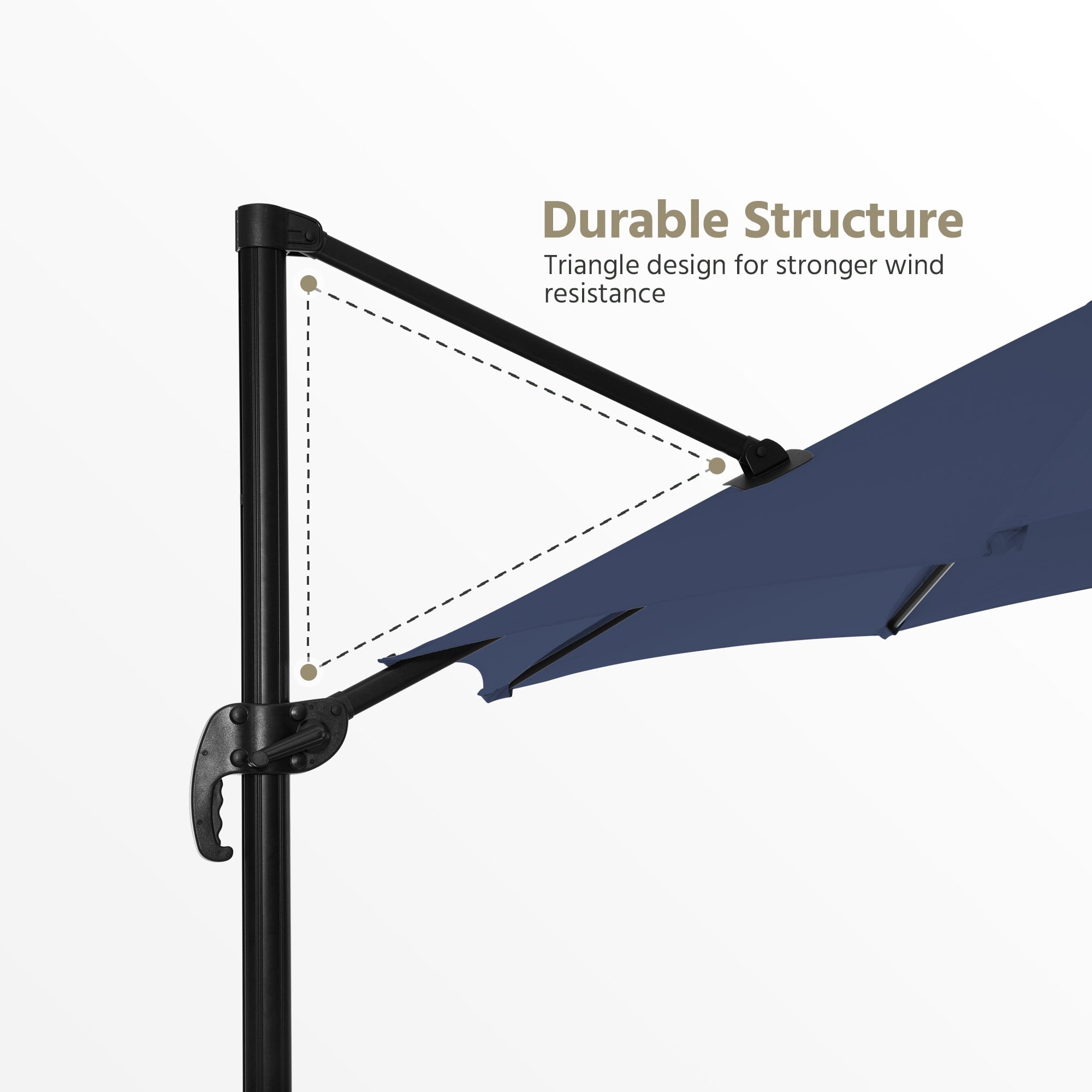 LAUSAINT HOME 10 Feet Patio Umbrella Outdoor Cantilever Round with 360-degree Rotation for UV Resistant, Wind Resistant, Patio, Outdoor, Deck, Garden, Backyard, Pool, Navy Blue
