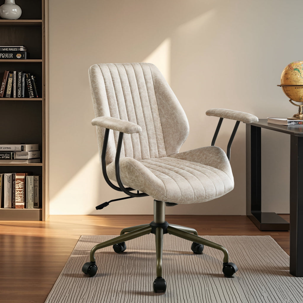 Toject Ergonomic Office Chair, High Back Big Comfy Home Office Chair with Lumbar Support, Mid-Century Modern Computer Executive Office Chair, Brown