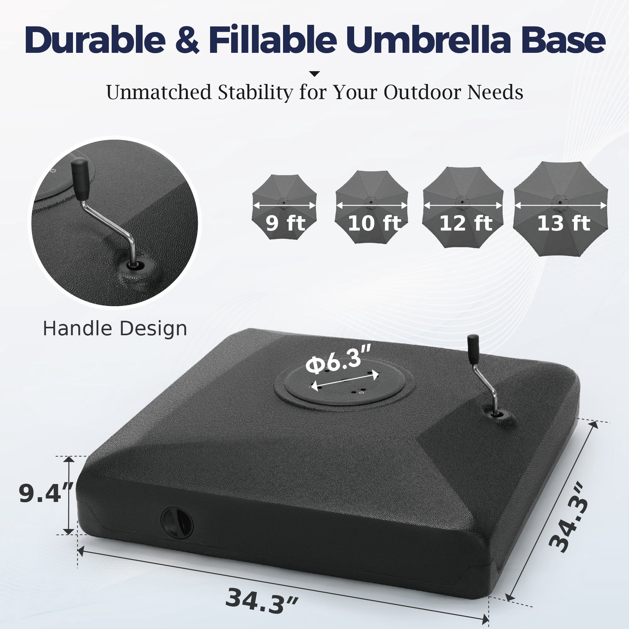 Alpha Joy 12x9ft Outdoor Patio Umbrella Large Rectangle Offset Cantilever Double Umbrella with 360°Rotation, Beige