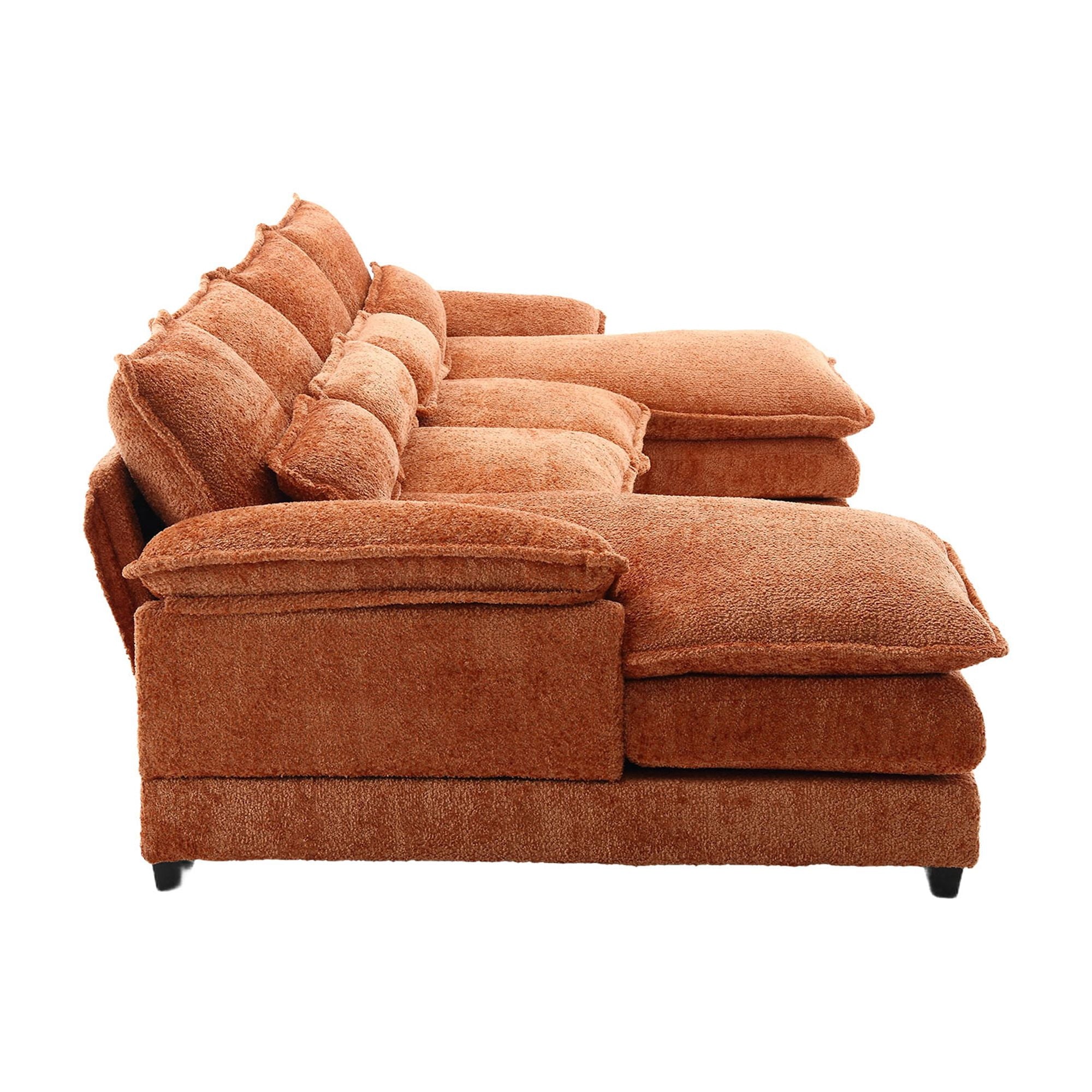 JONPONY109.45 U Shaped Couch,Oversized 4 Seat Sectional with 4 Waist Pillows, Convertible Upholstery Symmetrical Sofá,Sleeper Sofa Couch with Double Chaise Lounge &Memory Foam for Living Room, Beige