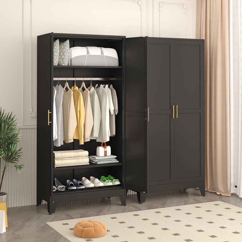 ERO 70.9H Steel Armoire and Wardrobe Storage Closet with Hanging Rod and Adjustable Shelves