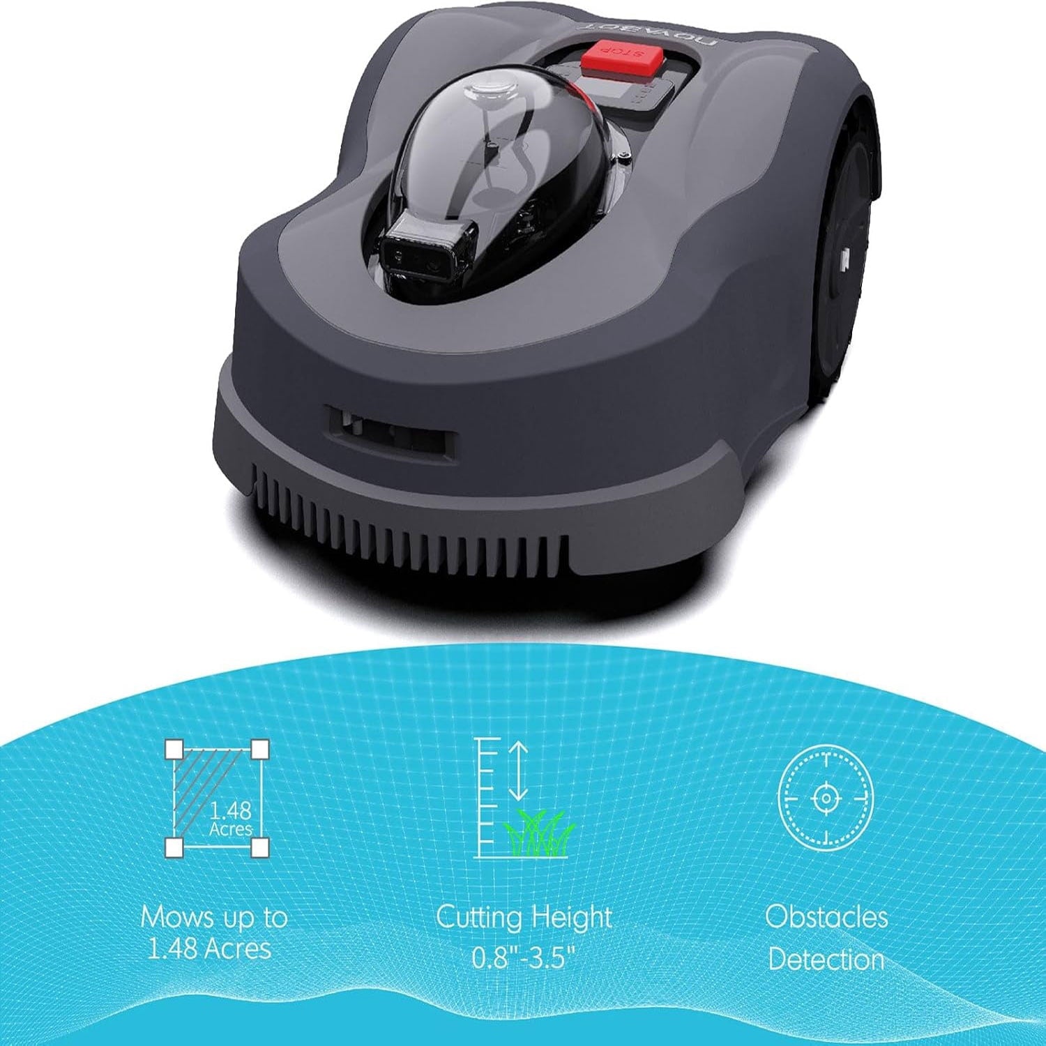 NOVABOT N2000 Robotic Lawn Mower For 1.50 Acres Lawn, Cut Height 0.8-3.5 Adjustable, APP Control With Virtual Boundaries, All-Wheel Drive, Multi-Zone Management