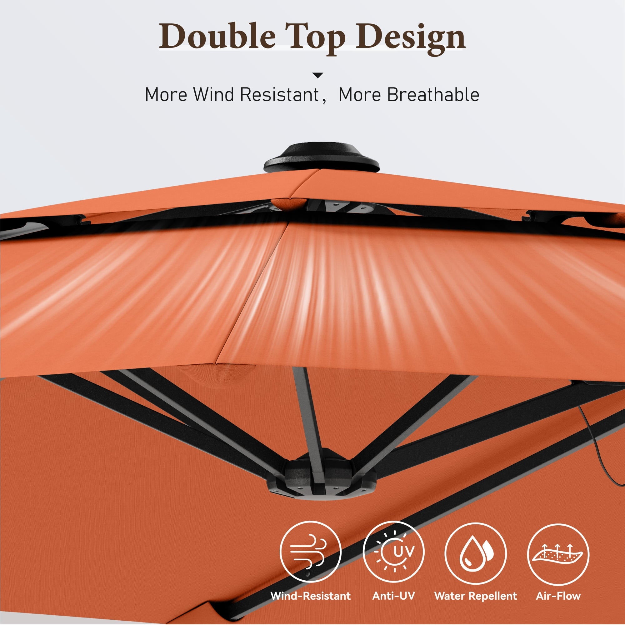 SUMMIT LIVING 13FT Patio Umbrella with Base Included - Double-Vented Rectangle Outdoor Market Umbrella for Patio - Beige