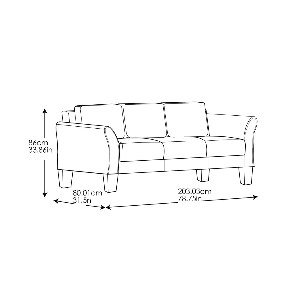 Lifestyle Solutions Alexa Sofa with Rolled Arms, Gray Fabric