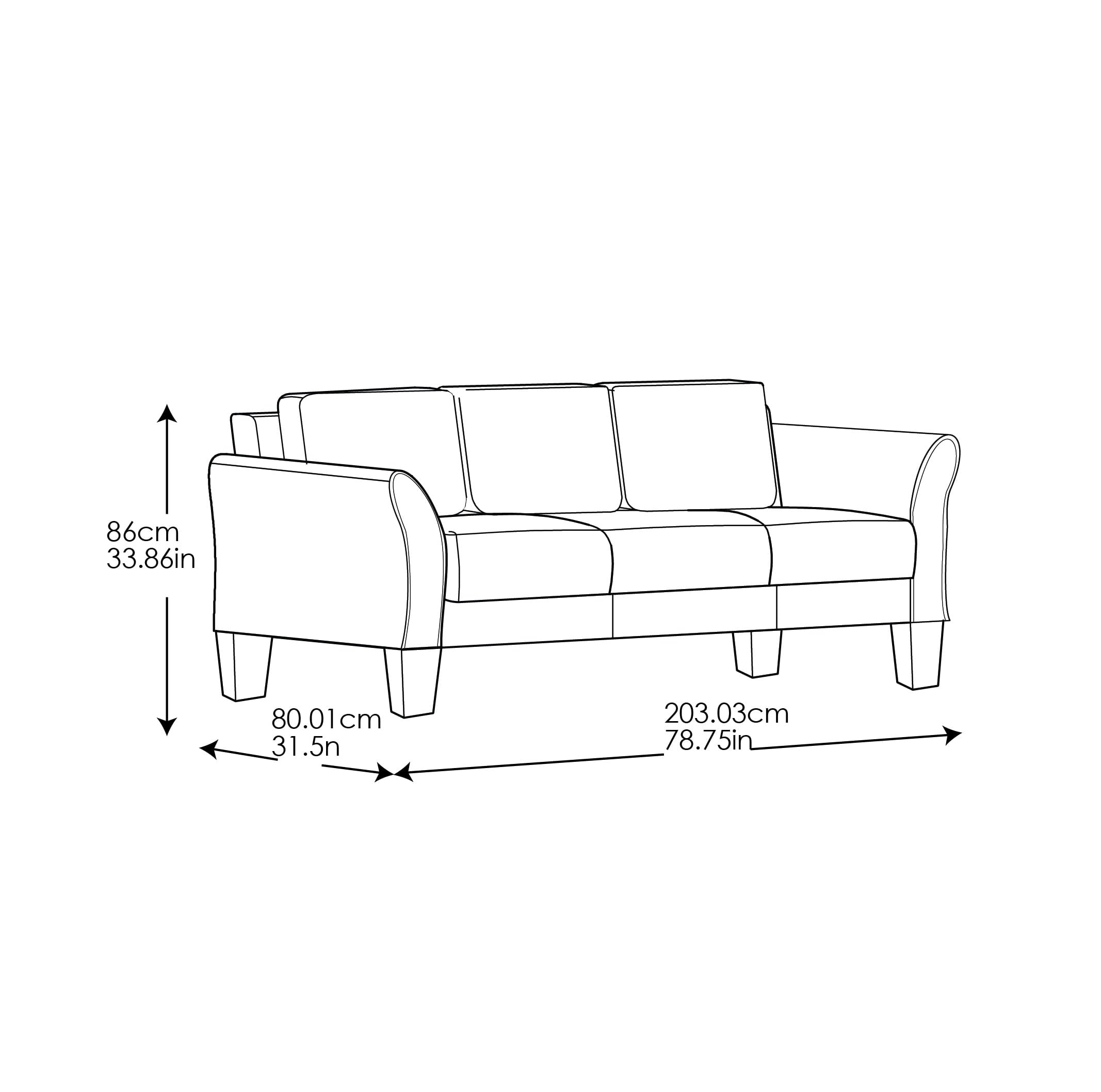 Lifestyle Solutions Alexa Sofa with Rolled Arms, Gray Fabric