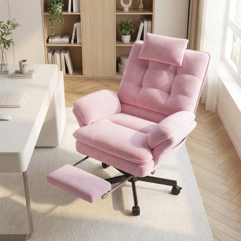 Hawsaiy Big and Tall Office Chair with Footrest, Ergonomic Executive Desk Chair with Flip-Up Arms, Reclining High Back Computer Chair with Headrest & Side Pockets, White