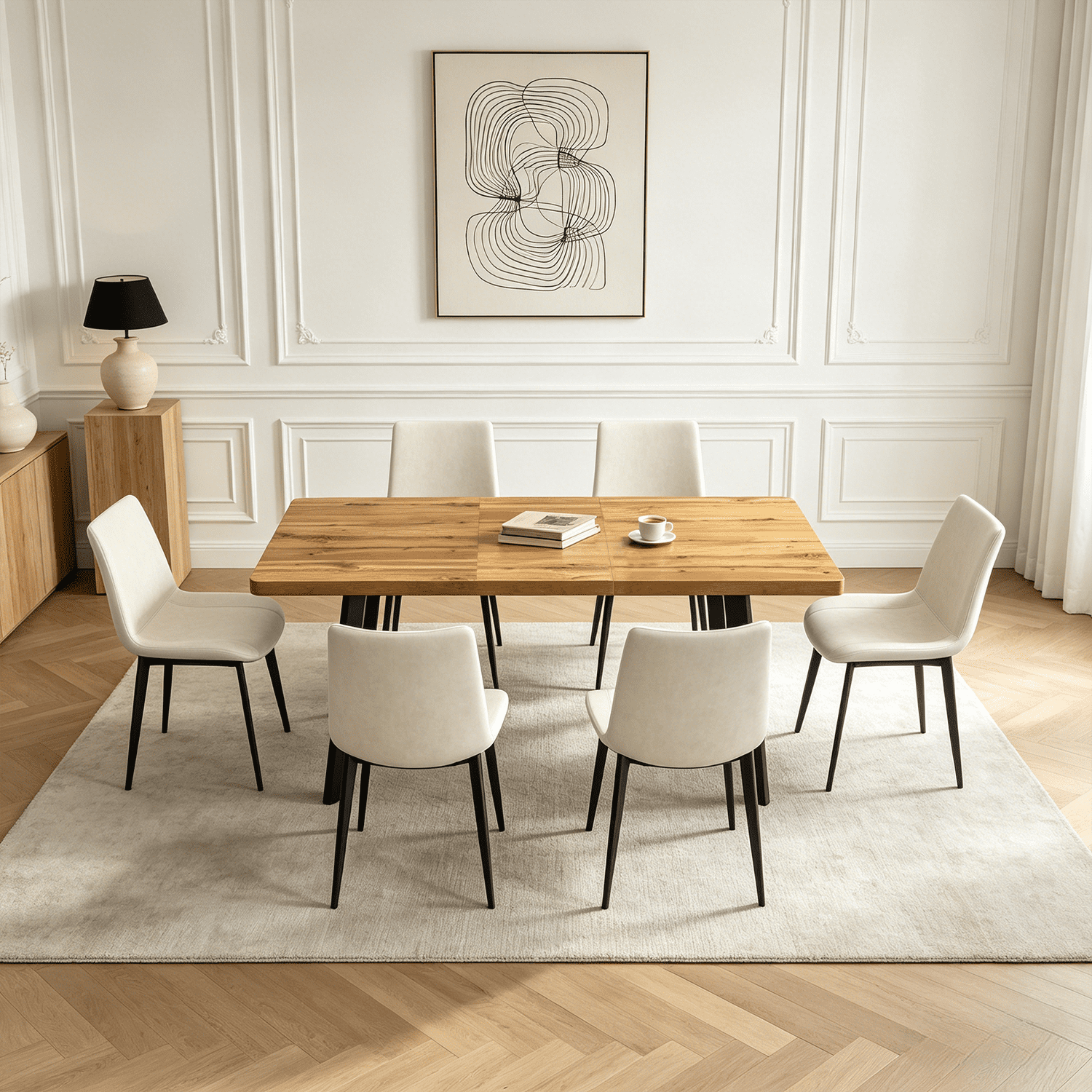 63.2-78.2 Extendable Dining Room Table,Modern MDF Dining Table Set for 4-8,Space Saving Dining Room Table Compact for Living Room, Apartment