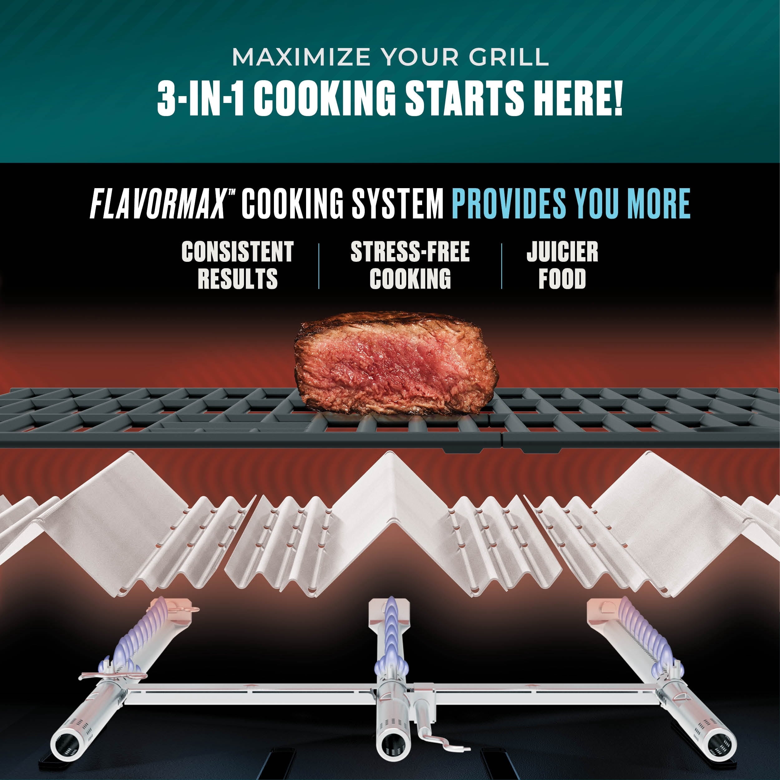 Charbroil® Performance Series™ FlavorMax™ 4 Burner Gas Grill Cabinet with Side Burner, Stainless Steel