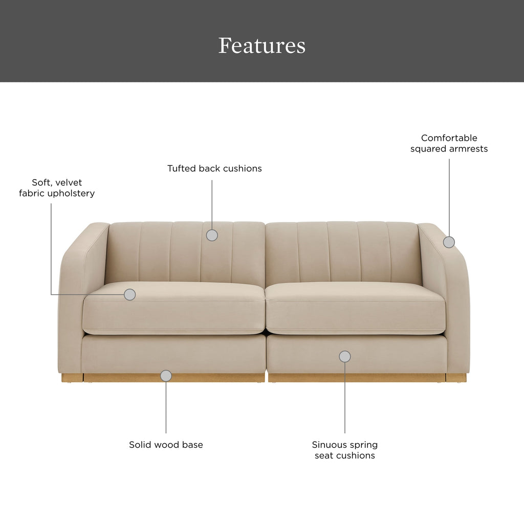 Better Homes & Gardens Lillian Channel Tufted Sofa 83.5 Cream Linen