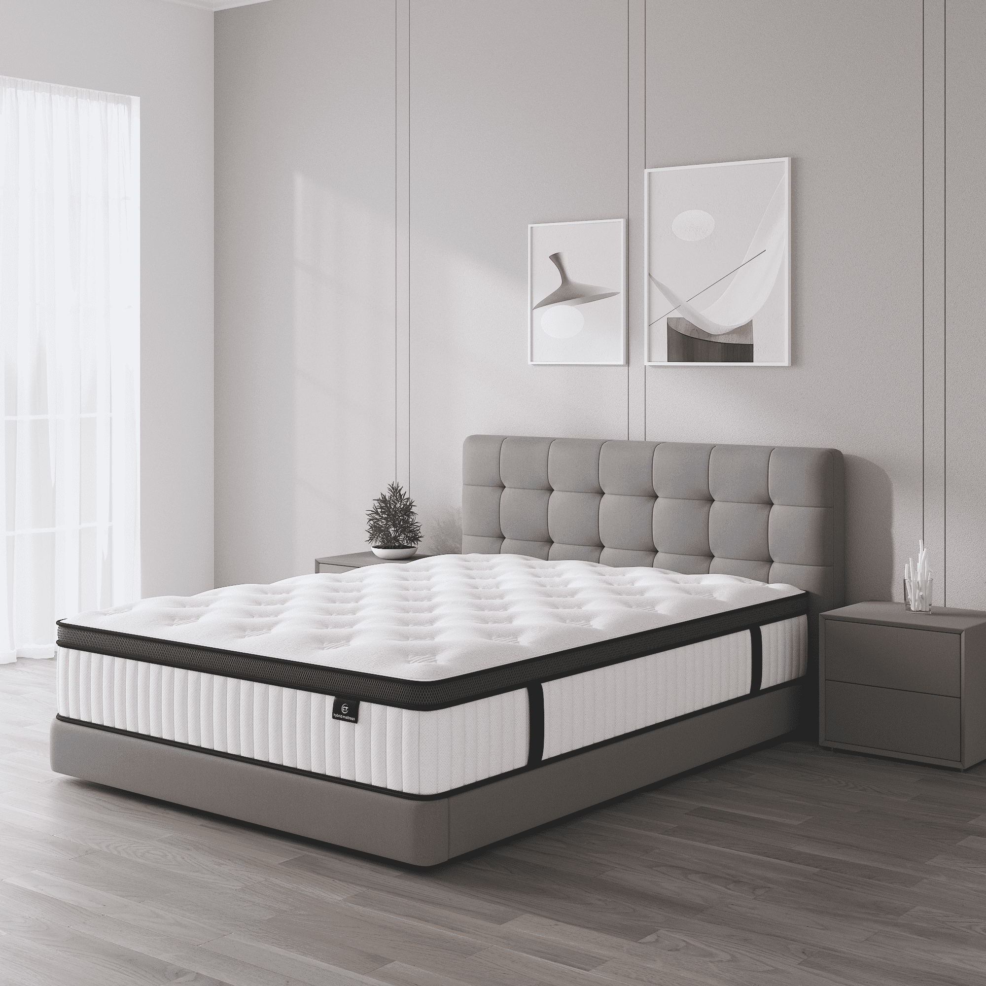 Madevos Queen Mattress in a Box, 10 inch Memory Foam individual Pocket Spring Hybrid Mattress - Medium Firm Support with Soft & Breathable
