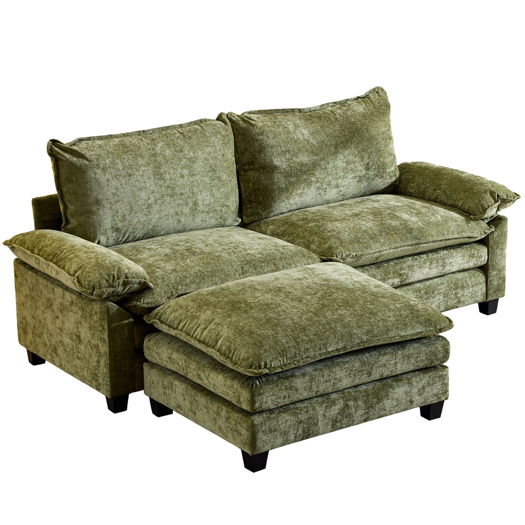 Ktaxon Sectional Sofa L Shaped Couch with Chaise Living Room Sleeper Set, 2 Seats with Chenille and Double Layer Cushions 86 W Beige